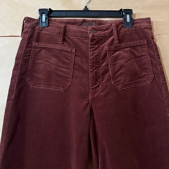 Mother | The Patch Pocket Roller Skimp Wide Leg Corduroy Rum Russian Size 31 - Picture 5 of 14